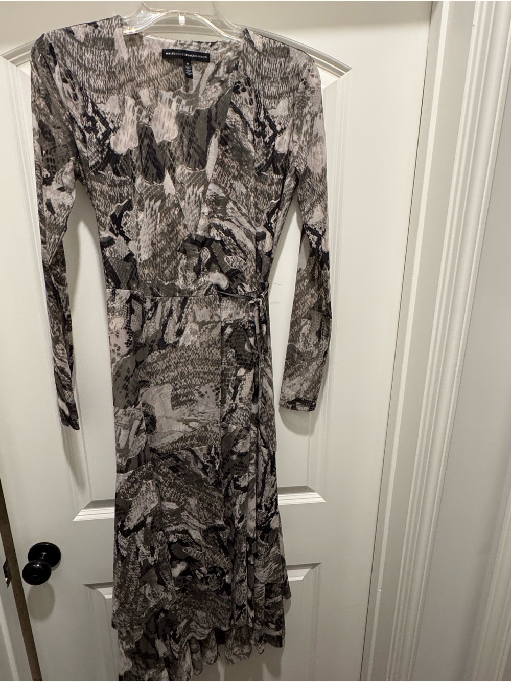 White House Black Market Long-Sleeve Snake-Print Midi/Maxi Dress